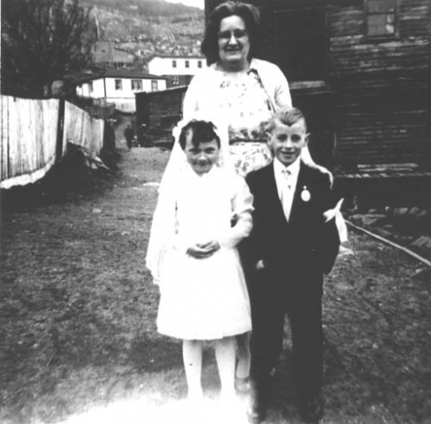 071: Patricia Ryan, Jerome Ennis and Jerome's mother Min (Carroll) Ennis.  First Communion. (1961) [courtesy of Rita (Ennis) Clowe]  - Patricia daughter of Maurice Ryan &amp;amp; Norah McCarthy